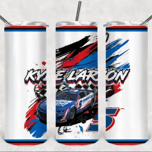 kyle-larson-nascar-star-20-oz-stainless-steel-tumbler-with-sliding-lid-2-straws-and-silicone-bottom